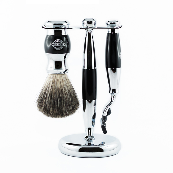 OT – SET RASOIO MACH3, PENNELLO TASSO PURE, STAND – EBANO